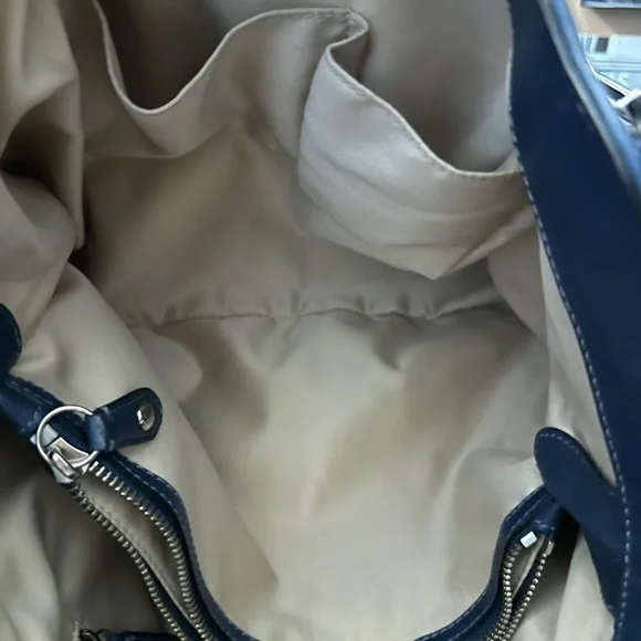 Coach EUC Alexandra Navy Blue Textured Leather Shoulder Bag w/Silver Hardware